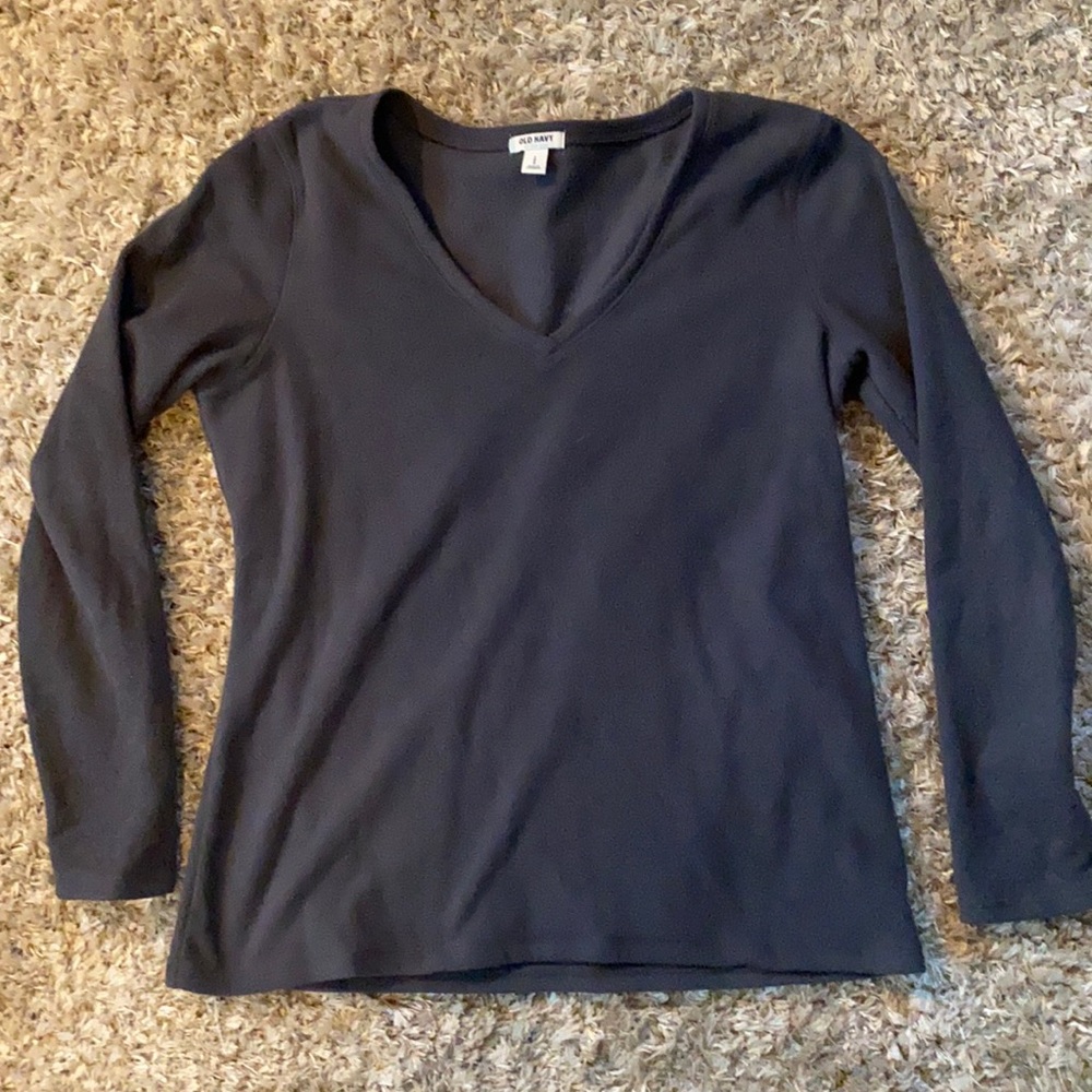 Old Navy Gray Fleece V-Neck Sweatshirt L